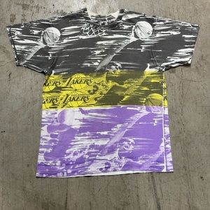 Vintage Lakers Magic Johnson All Over Print NBA Single Stitch Tee Size Large
